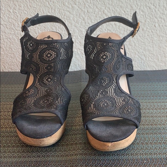 Fergalicious Shoes - Black lace FERGALICIOUS wedges